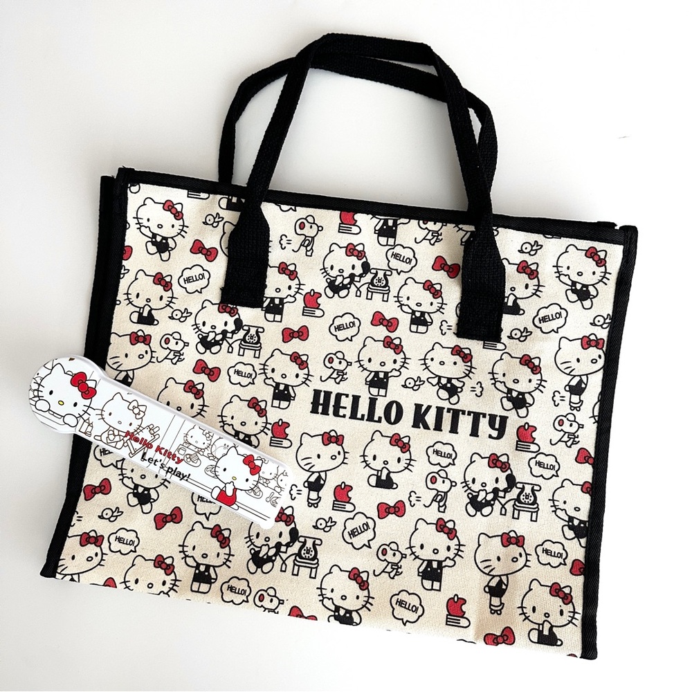 NWT Sanrio Hello Kitty Bag + Utensils Lot